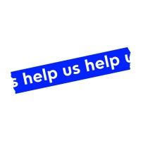 words help us help on a diagonal blue line